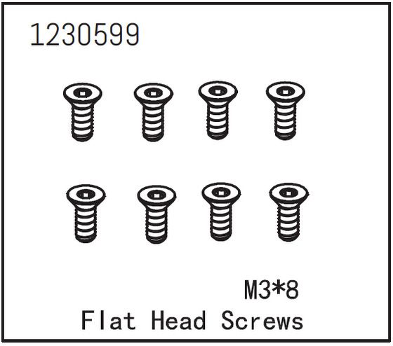 Absima Flat Head Screw M3*8 (8) ( AB 1230599)