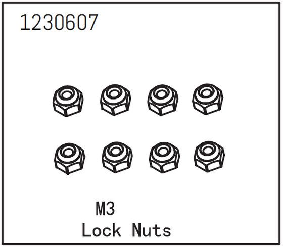 Absima Lock Nut M3 (8) ( AB 1230607)