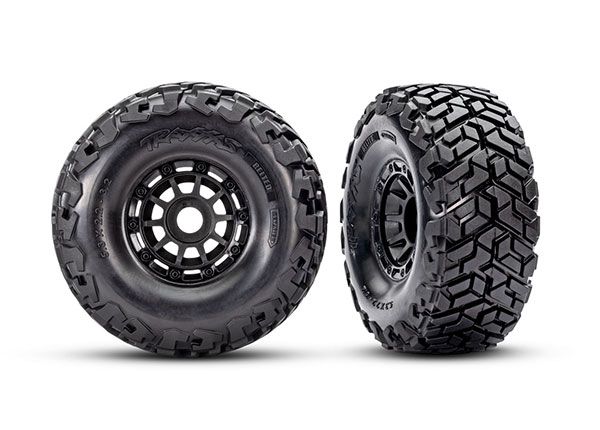 Traxxas Tyres &amp; Wheels, Assembled, Glued, (Black Wheels, Maxx Slash Belted Tyres, Foam inserts) (17mm splined)(TRX10272)