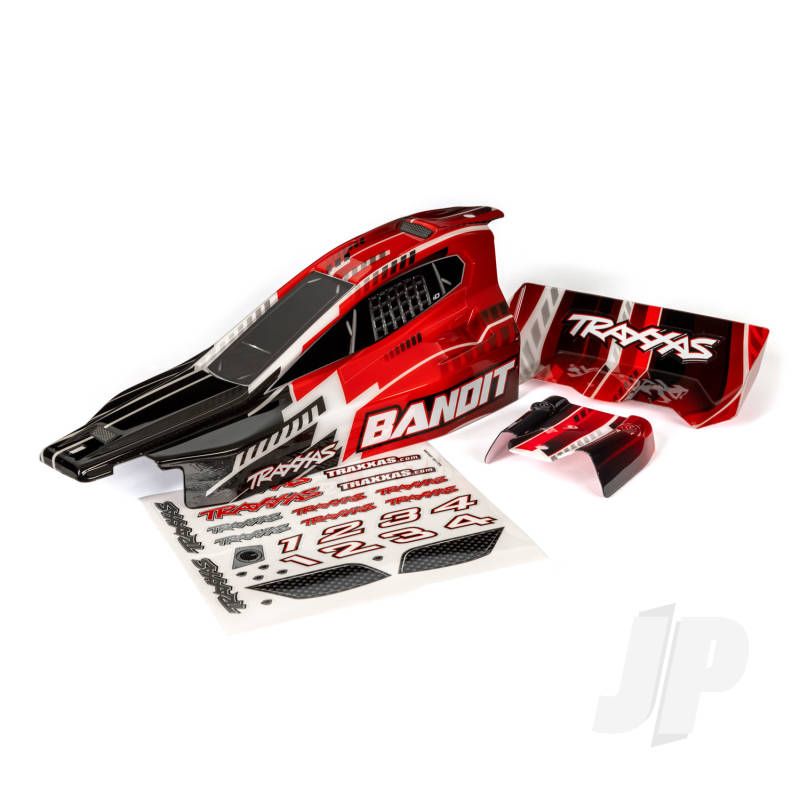 Traxxas Body, Bandit (Also Fits Bandit Vxl), Black &amp; Red/ Wing (Painted, Decals Applied) (TRX2450)