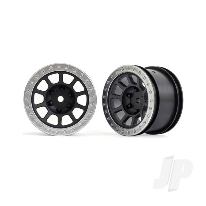 Traxxas Wheels, 2.2&#039; (Graphite Gray, Satin Chrome Beadlock) (2) (Bandit Rear) (TRX2480)