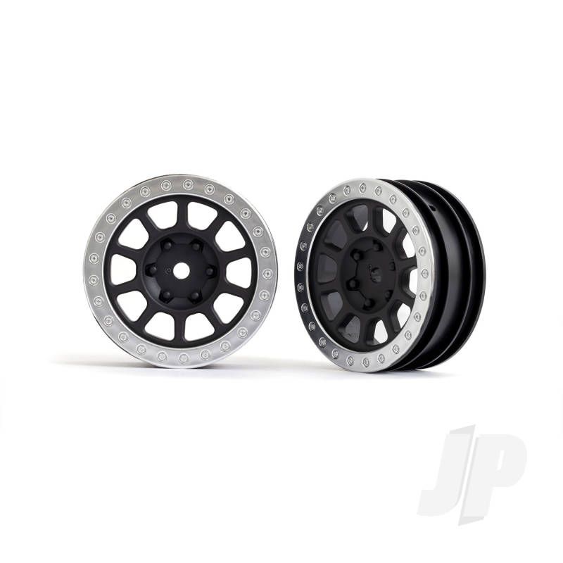 Traxxas Wheels, 2.2&#039; (Graphite Gray, Satin Chrome Beadlock) (2) (Bandit Front) (TRX2481)