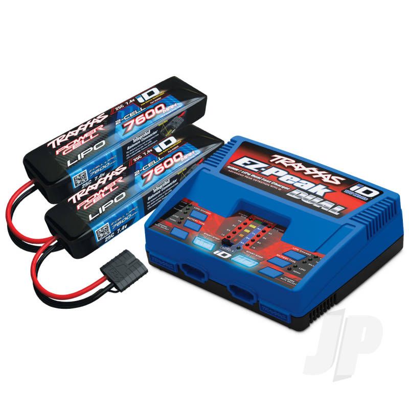 Traxxas Id Completer Pack With 1X Ez-Peak Dual Charger &amp; 2X Lipo 2S 7600Mah Battery (TRX2991T)