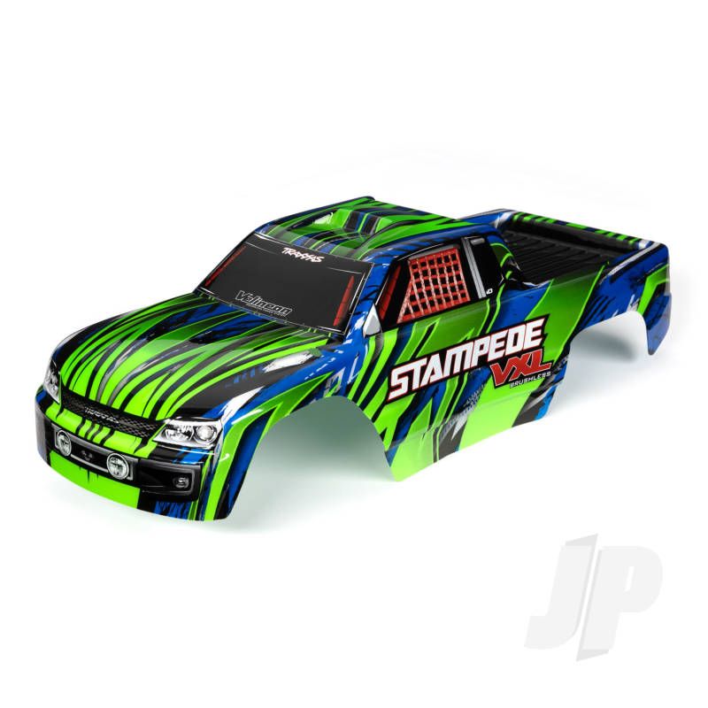 Traxxas Body, Stampede Vxl, Green &amp; Blue (Painted, Decals Applied) (TRX3620G)