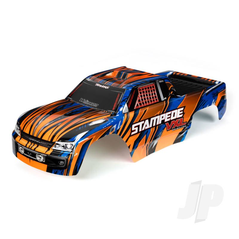 Traxxas Body, Stampede Vxl, Orange &amp; Blue (Painted, Decals Applied) (TRX3620T)