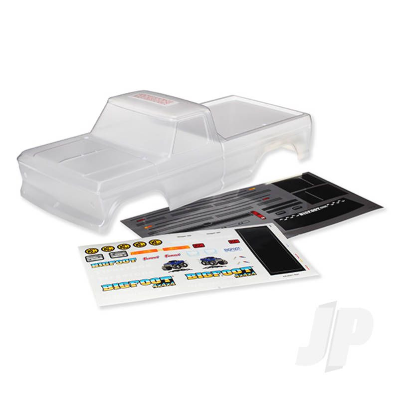 Traxxas Body, Bigfoot No. 1, Officially Licensed Replica (Clear, Requires Painting) / Window Masks / Decal Sheet (TRX3660)