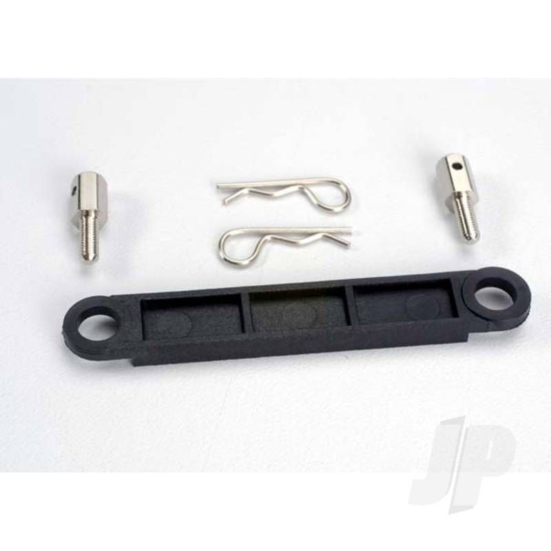 Traxxas Battery Hold-Down Plate (Black) / Metal Posts (2 Pcs) / Body Clips (2 Pcs) (TRX3727)