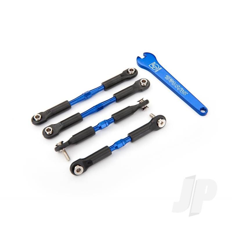 Traxxas Turnbuckles, Aluminium (Blue-Anodised), Camber Links, Front, 39Mm (2 Pcs), Rear, 49Mm (2 Pcs) (Assembled With Rod Ends &amp; Hollow Balls) / Wrench (TRX3741A)