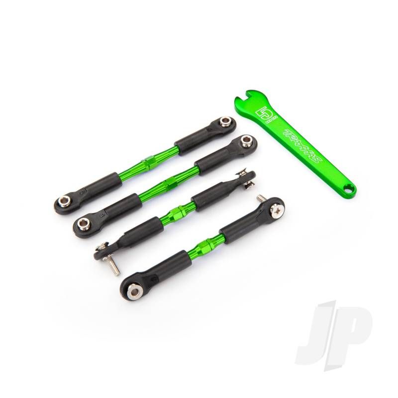 Traxxas Turnbuckles, Aluminium (Green-Anodised), Camber Links, Front, 39Mm (2), Rear, 49Mm (2) (Assembled W/Rod Ends &amp; Hollow Balls)/ Wrench (TRX3741G)