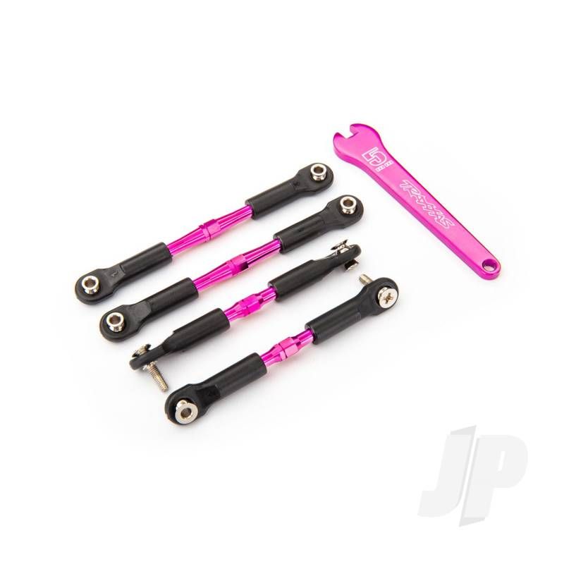 Traxxas Turnbuckles, Aluminium (Pink-Anodised), Camber Links, Front, 39Mm (2), Rear, 49Mm (2) (Assembled W/Rod Ends &amp; Hollow Balls)/ Wrench (TRX3741P)