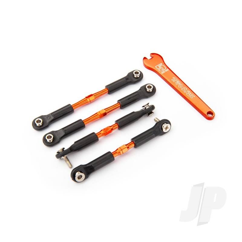 Traxxas Turnbuckles, Aluminium (Orange-Anodised), Camber Links, Front, 39Mm (2), Rear, 49Mm (2) (Assembled W/Rod Ends &amp; Hollow Balls)/ Wrench (TRX3741T)