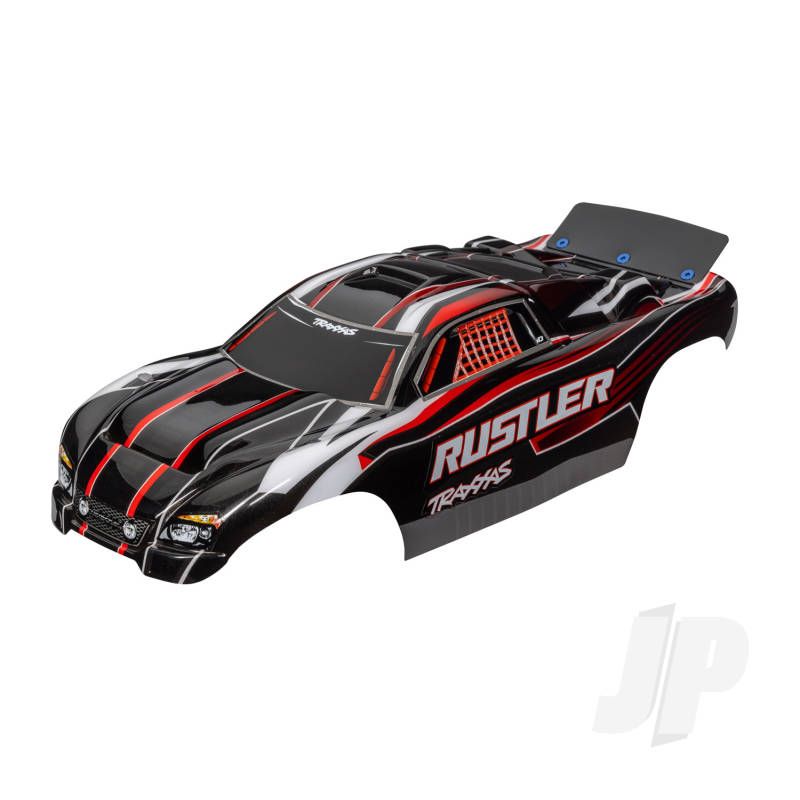 Traxxas Body, Rustler (Also Fits Rustler Vxl), Red &amp; Black (Painted, Decals Applied, Assembled With Wing) (TRX3750)