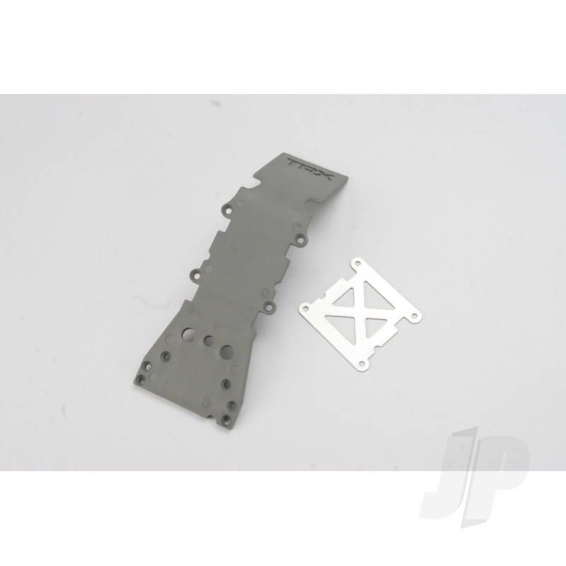Traxxas Skidplate, Front Plastic (Grey) / Stainless Steel Plate (TRX4937A)