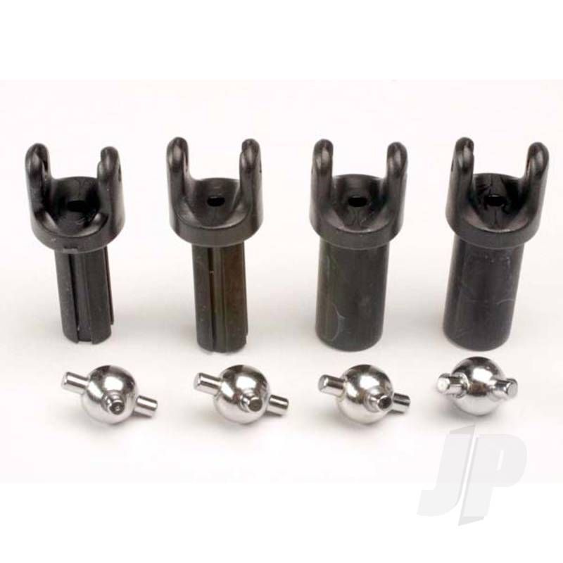 Traxxas Half Shafts, Short (Heavy Duty) (External-Splined (2 Pcs) &amp; Internal-Splined (2 Pcs)) / Metal U-Joints (4 Pcs) (TRX4949X)