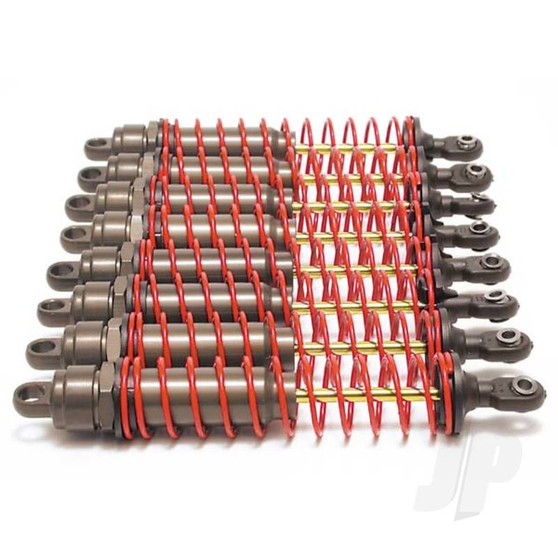 Traxxas Big Bore Shocks (Xx-Long) (Hard-Anodised &amp; Ptfe-Coated T6 Aluminium) (Assembled) With Red Springs, Tin Shafts (8 Pack) (TRX4962)