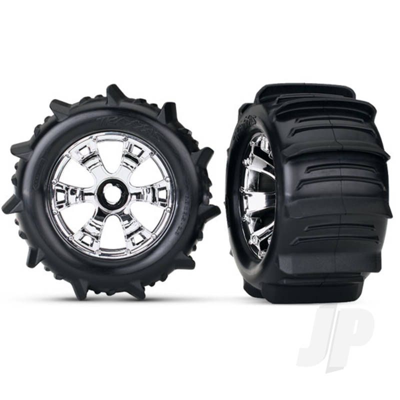 Traxxas Tyres And Wheels, Assembled Glued Paddle Tyres (2 Pcs) (TRX5672)