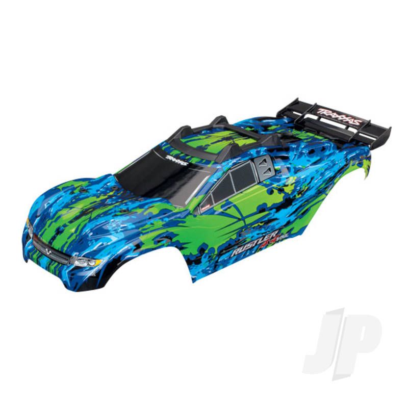 Traxxas Body, Rustler 4X4 Vxl, Green / Window, Grille, Lights Decal Sheet (Assembled With Front &amp; Rear Body Mounts And Rear Body Support For Clipless Mounting) (TRX6717G)