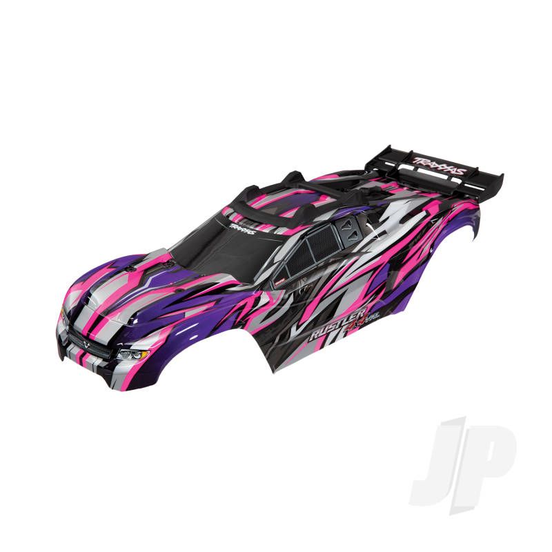Traxxas Body, Rustler 4X4 Vxl, Pink/ Window, Grille, Lights Decal Sheet (Assembled With Front &amp; Rear Body Mounts And Rear Body Support For Clipless Mounting) (TRX6717P)
