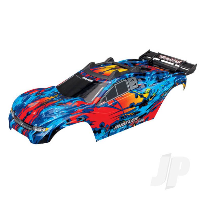 Traxxas Body, Rustler 4X4 Vxl, Red / Window, Grille, Lights Decal Sheet (Assembled With Front &amp; Rear Body Mounts And Rear Body Support For Clipless Mounting) (TRX6717R)