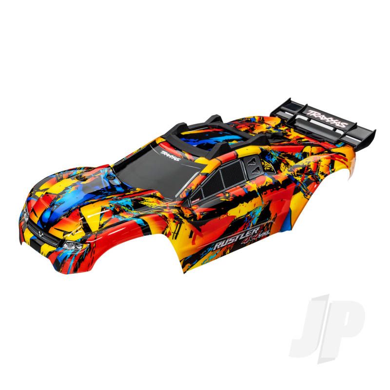 Traxxas Body, Rustler 4X4 Vxl, Solar Flare (Painted, Decals Applied) (Assembled With Front &amp; Rear Body Mounts And Rear Body Support For Clipless Mounting) (TRX6718R)