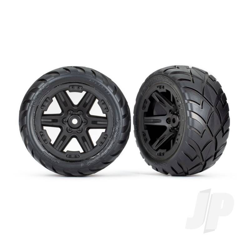 Traxxas Tyres &amp; Wheels, Assembled, Glued (2.8&#039;) (Rxt Black Wheels, Anaconda Tyres, Foam Inserts) (2Wd Electric Rear) (2) (Tsm Rated) (TRX6768)