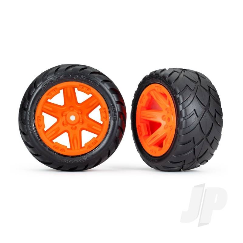 Traxxas Tyres &amp; Wheels, Assembled, Glued (2.8&#039;) (Rxt Orange Wheels, Anaconda Tyres, Foam Inserts) (2Wd Electric Rear) (2) (Tsm Rated) (TRX6768A)