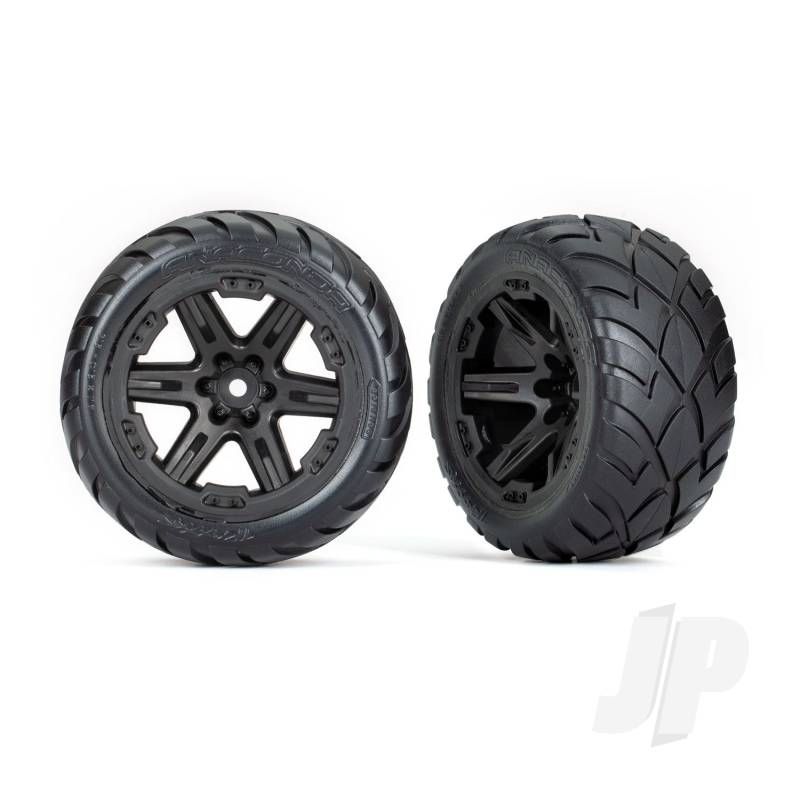 Traxxas Tyres &amp; Wheels, Assembled, Glued (2.8&#039;) (Rxt Black Wheels, Anaconda Tyres, Foam Inserts) (4Wd Electric Front/Rear, 2Wd Electric Front Only) (2) (Tsm Rated) (TRX6775)