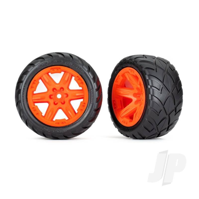 Traxxas Tyres &amp; Wheels, Assembled, Glued (2.8&#039;) (Rxt Orange Wheels, Anaconda Tyres, Foam Inserts) (4Wd Electric Front/Rear, 2Wd Electric Front Only) (2) (Tsm Rated) (TRX6775A)