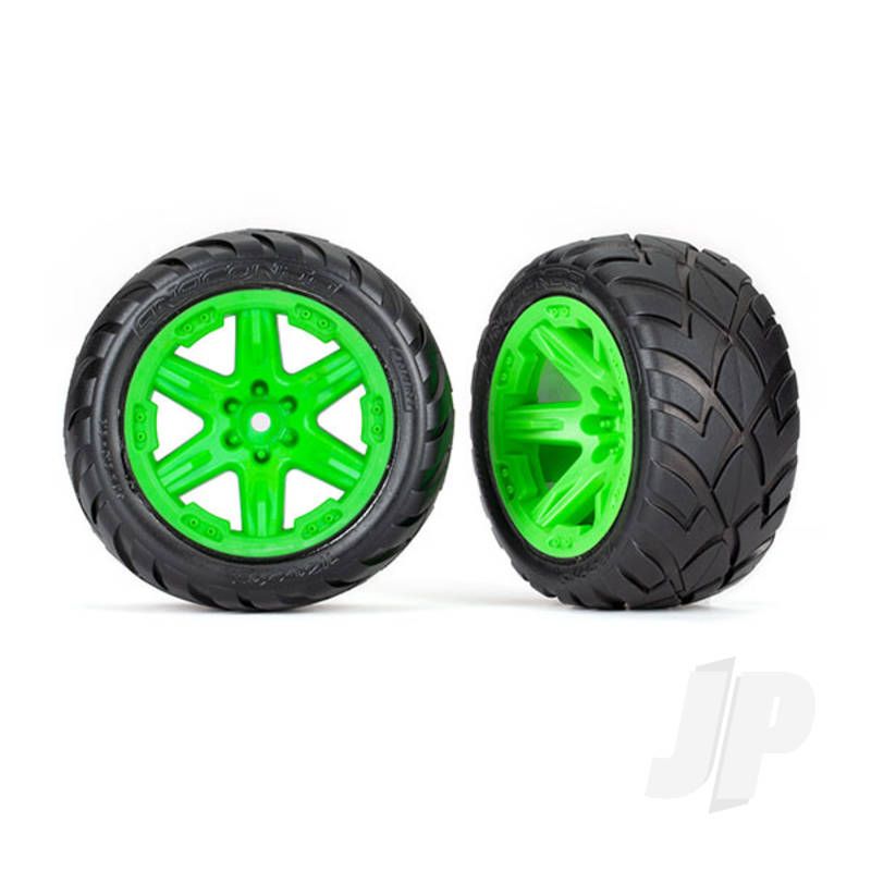 Traxxas Tyres &amp; Wheels, Assembled, Glued (2.8&#039;) (Rxt Green Wheels, Anaconda Tyres, Foam Inserts) (4Wd Electric Front/Rear, 2Wd Electric Front Only) (2) (Tsm Rated) (TRX6775G)