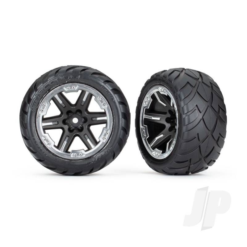 Traxxas Tyres &amp; Wheels, Assembled, Glued (2.8&#039;) (Rxt Black &amp; Chrome Wheels, Anaconda Tyres, Foam Inserts) (4Wd Electric Front/Rear, 2Wd Electric Front Only) (2) (Tsm Rated) (TRX6775X)