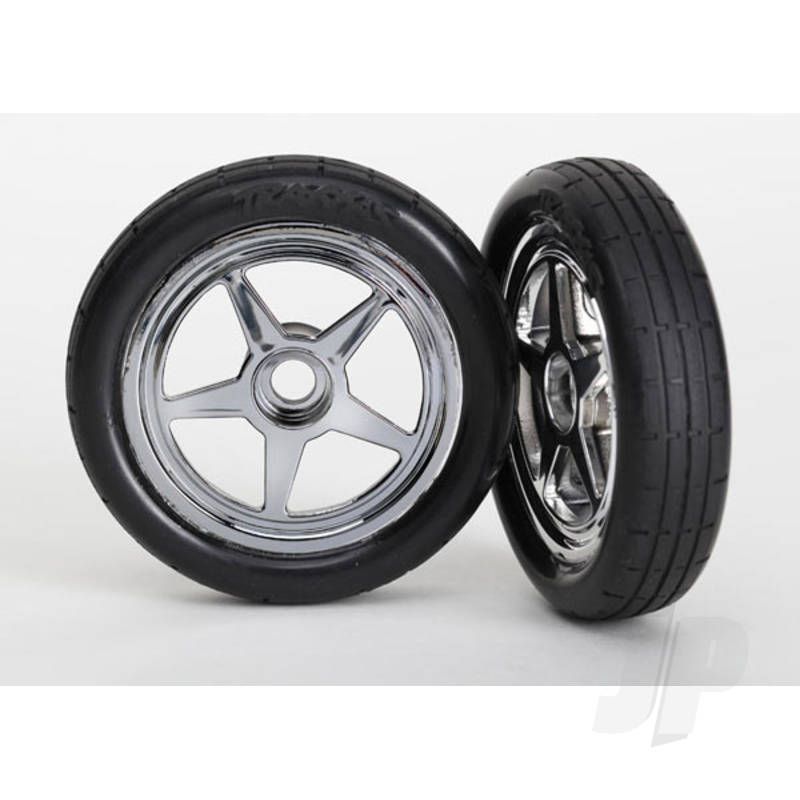Traxxas Tyres And Wheels, Assembled Glued 5-Spoke (Front) (2 Pcs) (TRX6975)
