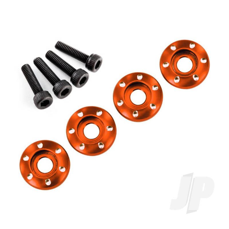 Traxxas Wheel Nut Washer, Machined Aluminium, Orange / 3X12Mm Cs (4 Pcs) (TRX7668X)