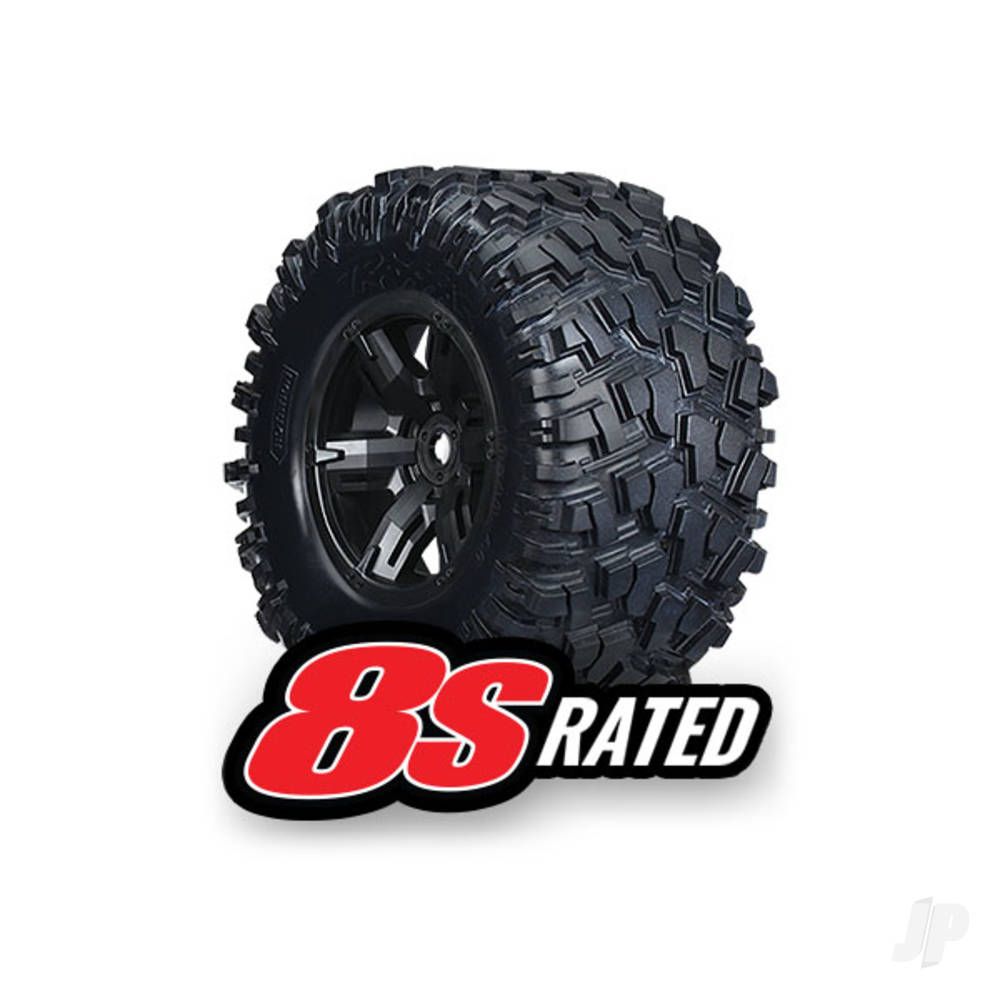 Traxxas X-Maxx 8S Tyres &amp; Wheels (Black Wheels, AT Tyres) (2pcs) (TRX7772X)