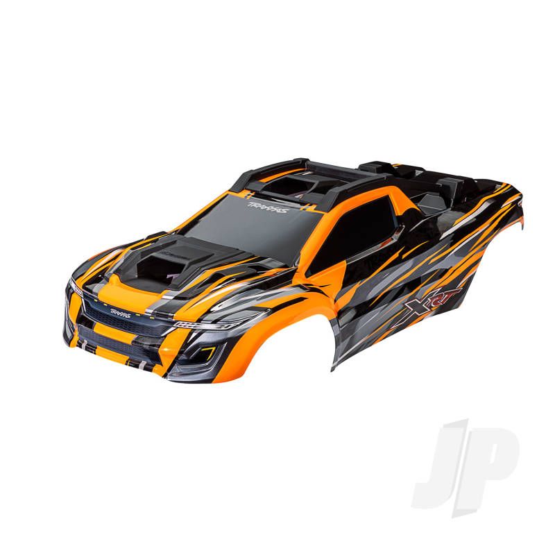 Traxxas Body, Xrt, Orange (Painted, Decals Applied) (Assembled With Front &amp; Rear Body Supports For Clipless Mounting, Roof &amp; Hood Skid Pads) (TRX7812T)