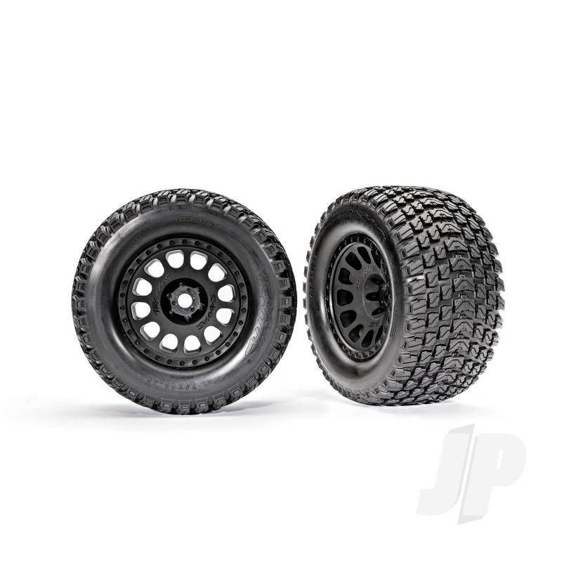 Traxxas Tyres &amp; Wheels, Assembled, Glued (Xrt Race Black Wheels, Gravix Tyres, Foam Inserts) (Left &amp; Right) (TRX7872)