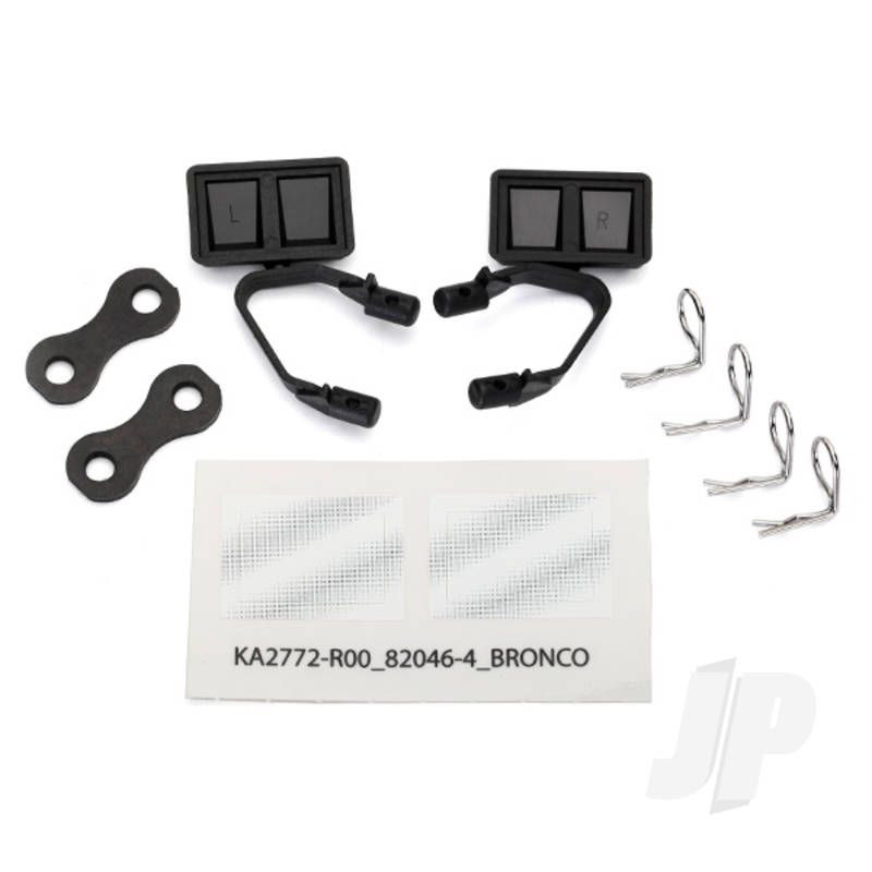 Traxxas Mirrors, Side, Black (Left &amp; Right) / Retainers (2 Pcs) / Body Clips (4 Pcs) (Fits #8010 Body) (TRX8073)