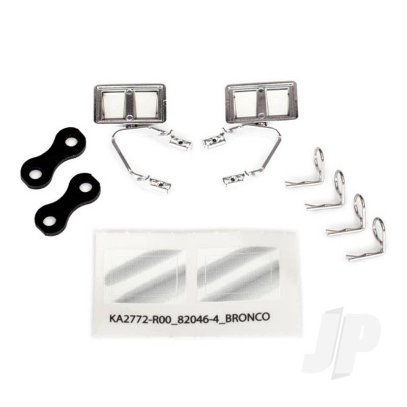 Traxxas Mirrors, Side, Chrome (Left &amp; Right) / Retainers (2 Pcs) / Body Clips (4 Pcs) (Fits #8010 Body) (TRX8073X)