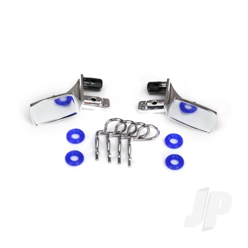 Traxxas Mirrors, Side, Chrome (Left &amp; Right) / O-Rings (4 Pcs) / Body Clips (4 Pcs) (Fits #8130 Body) (TRX8133)