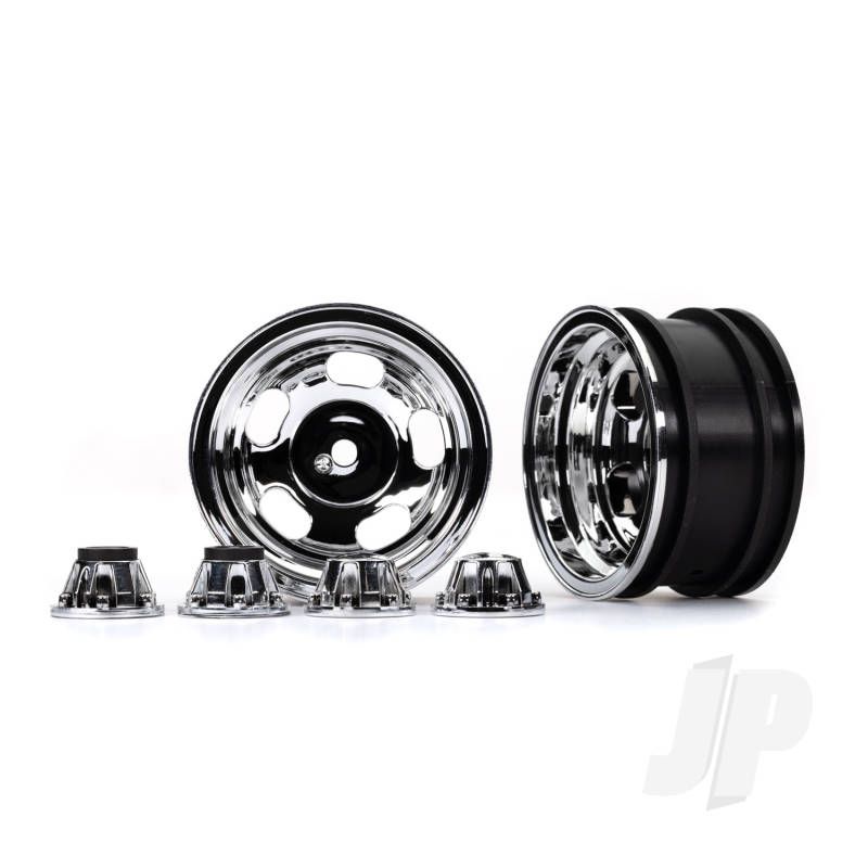 Traxxas Wheels, 2.2In, Chrome (2)/ Center Caps (2) (Requires #8255A Extended Thread Stub Axle) (TRX8158X)