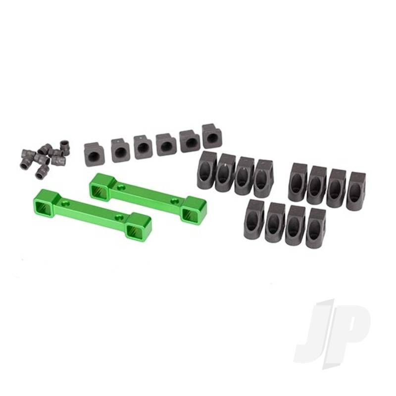 Traxxas Mounts, Suspension Arms, Aluminium (Green-Anodised) (Front &amp; Rear) / Hinge Pin Retainers (12 Pcs) / Inserts (6 Pcs) (TRX8334G)