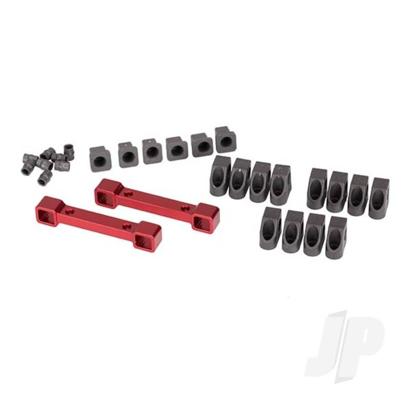 Traxxas Mounts, Suspension Arms, Aluminium (Red-Anodised) (Front &amp; Rear) / Hinge Pin Retainers (12 Pcs) / Inserts (6 Pcs) (TRX8334R)