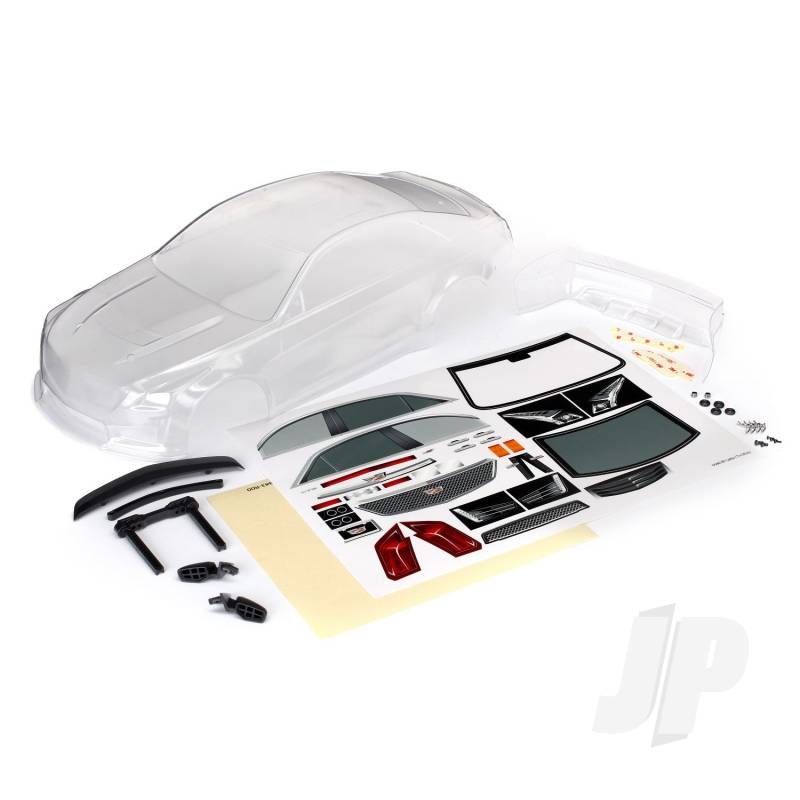 Traxxas Body, Cadillac Cts-V (Clear, Requires Painting) / Decal Sheet (Includes Side Mirrors, Spoiler, &amp; Mounting Hardware) (TRX8391)