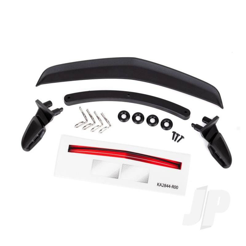 Traxxas Mirrors, Side, Black (Left &amp; Right) / Mirror Retainers (2 Pcs) / Body Clips (4 Pcs) / O-Rings (4 Pcs) / Spoiler, Black / Spoiler Retainer (1Pc) / 1.6X5 Bcs (Self-Tapping) (3 Pcs) (Fits #8391 Body) (TRX8392)