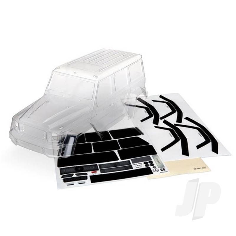 Traxxas Body, Mercedes-Benz G 500 4X4 (Clear, Requires Painting) / Decals / Window Masks (Includes Rear Body Post, Grille, Side Mirrors, Door Handles, &amp; Windshield Wipers) (TRX8811)