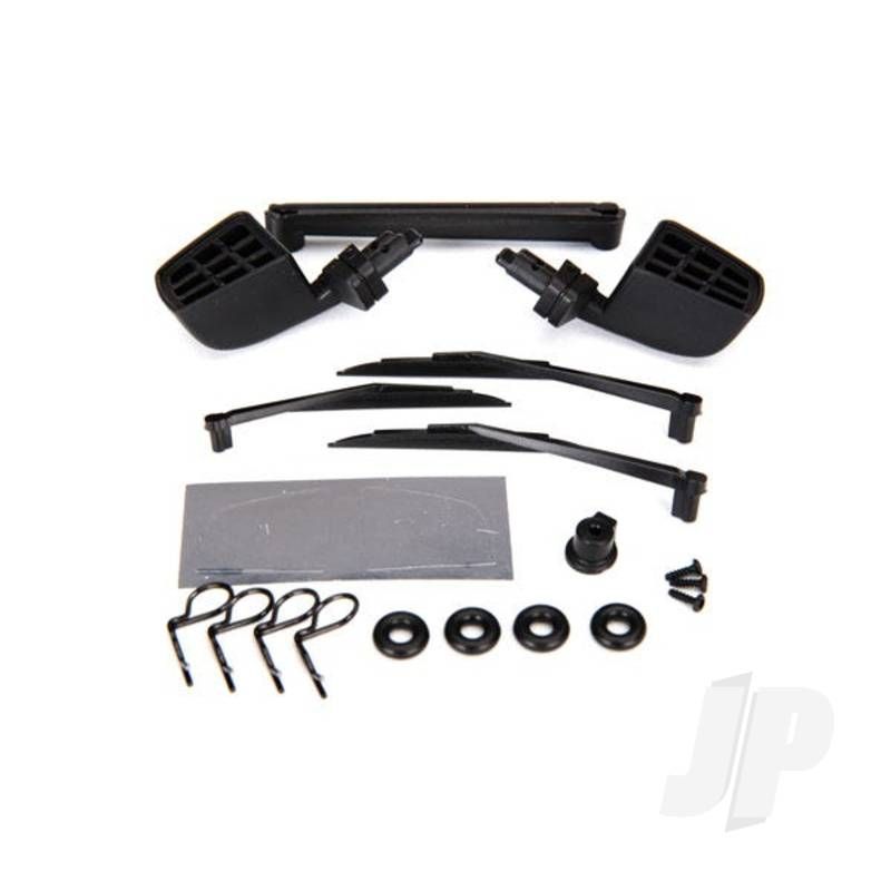Traxxas Mirrors, Side, Black (Left &amp; Right) / O-Rings (4 Pcs) / Windshield Wipers, Left, Right, &amp; Rear / Wiper Retainers (2 Pcs) / Body Clips (4 Pcs) / 1.6X5 Bcs (Self-Tapping) (3 Pcs) (TRX8817)