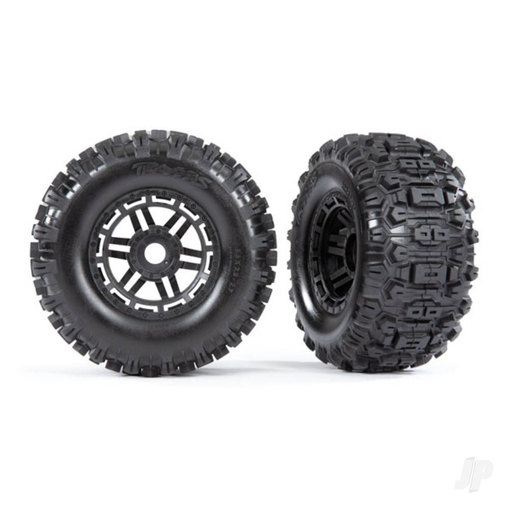 Traxxas Tyres &amp; Wheels, Sledgehammer Tyres - Glued (2) (17mm Hex, TSM rated) (TRX8973)