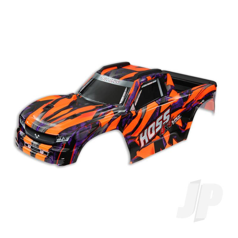 Traxxas Body, Hoss 4X4 Vxl, Orange / Window, Grille, Lights Decal Sheet (Assembled With Front &amp; Rear Body Mounts And Rear Body Support For Clipless Mounting) (TRX9011A)