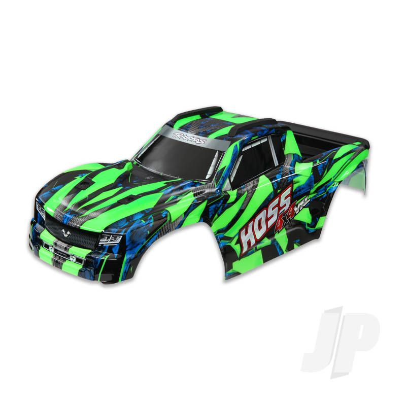 Traxxas Body, Hoss 4X4 Vxl, Green / Window, Grille, Lights Decal Sheet (Assembled With Front &amp; Rear Body Mounts And Rear Body Support For Clipless Mounting) (TRX9011G)