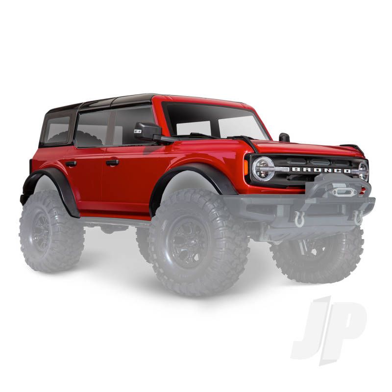 Traxxas Body, Ford Bronco (2021), Complete, Red (Painted) (Includes Grille, Side Mirrors, Door Handles, Fender Flares, Windshield Wipers, Spare Tyre Mount, &amp; Clipless Mounting) (Requires #8080X Inner Fenders) (TRX9211R)