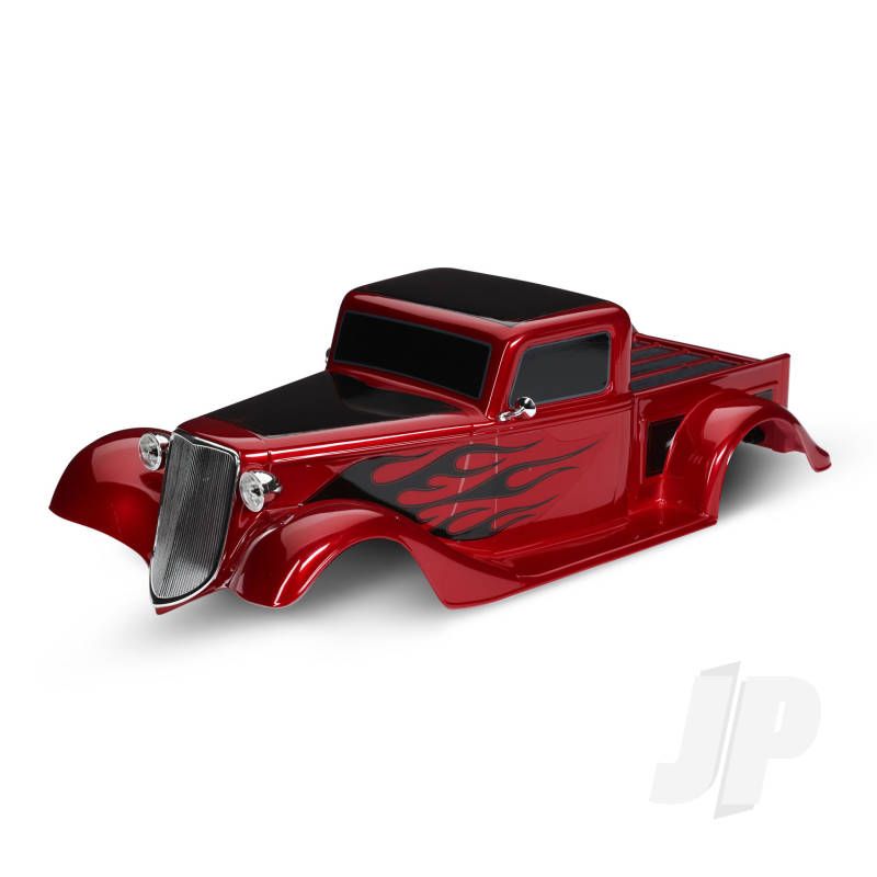 Traxxas Body, Factory Five &#039;35 Hot Rod Truck, Complete (Red) (Painted, Decals Applied) (Includes Front Grille, Side Mirrors, Headlights, Tail Lights, Foam Pads) (TRX9335R)